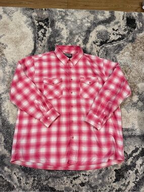 DIXXON Flannel “The Ribbon” 4X Pink Plaid Snap Front Breast Cancer Awareness